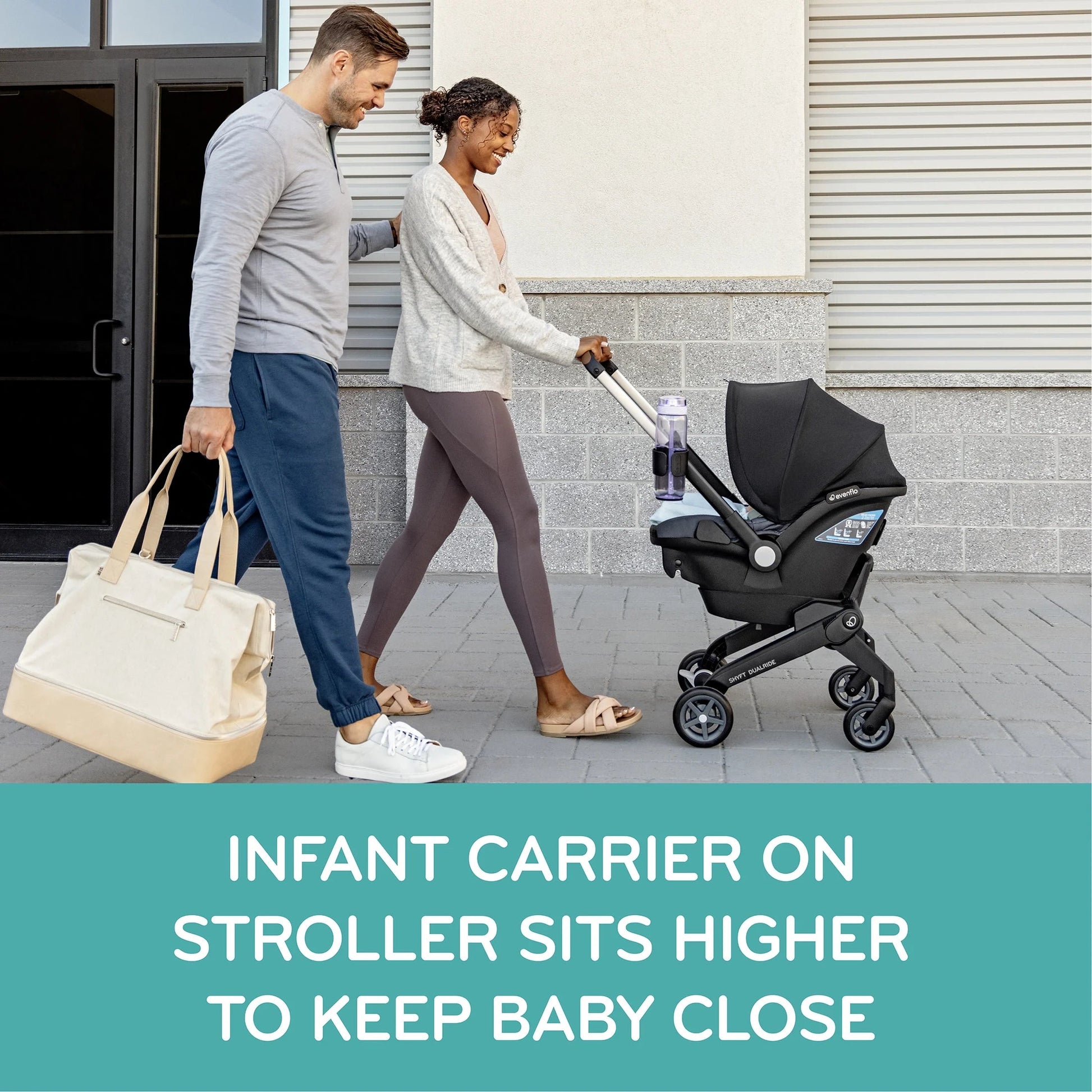 Shyft Dualride Preemie and Infant Car Seat Stroller Combo 3-30Lbs with Carryall Storage (Durham Green)