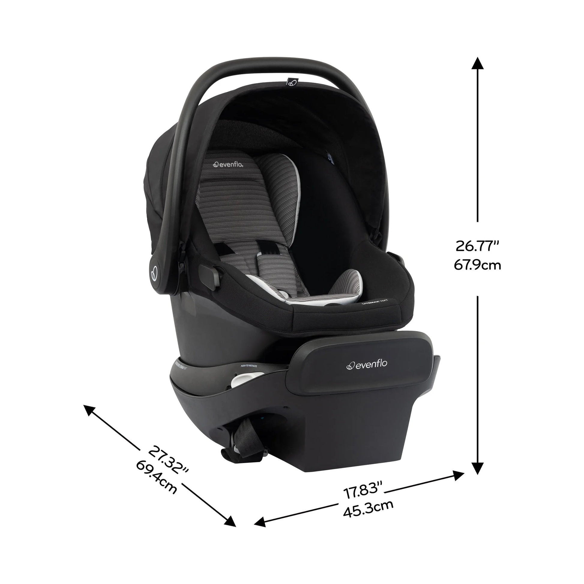 Revolve180 Litemax NXT Rotating Rear-Facing Lightweight Preemie and Infant Car Seat 3-30Lbs. Easy Install with Base (Cinder Gray)