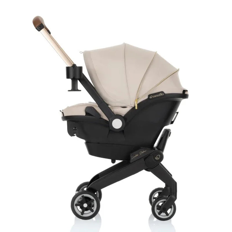 Shyft Dualride Infant Car Seat Stroller Combo with Green & Gentle Fabric (Champagne)