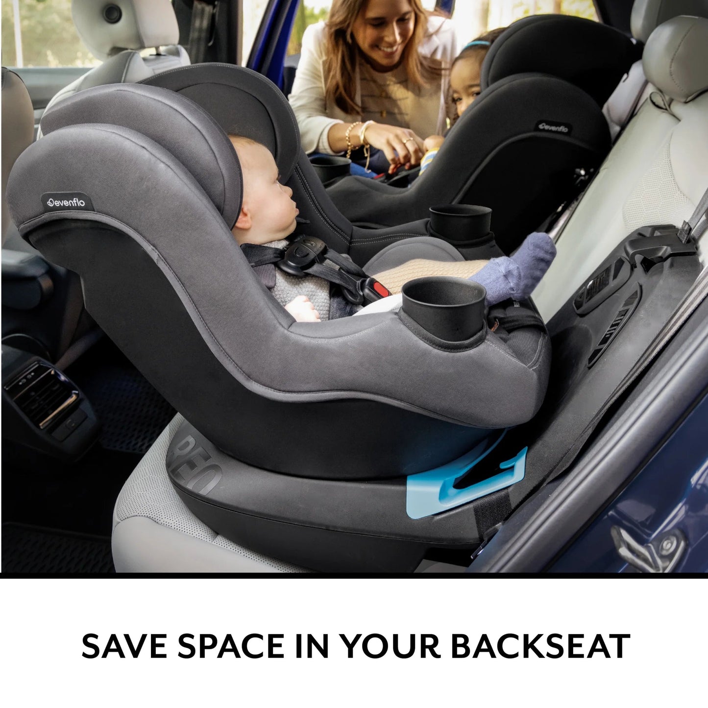 REO by Revolve360 Rotating 2-In-1 Convertible Car Seat, 360 Degrees, Infant to Toddler, Forward and Rear Facing, Compact Design, One-Time Install (Holden)