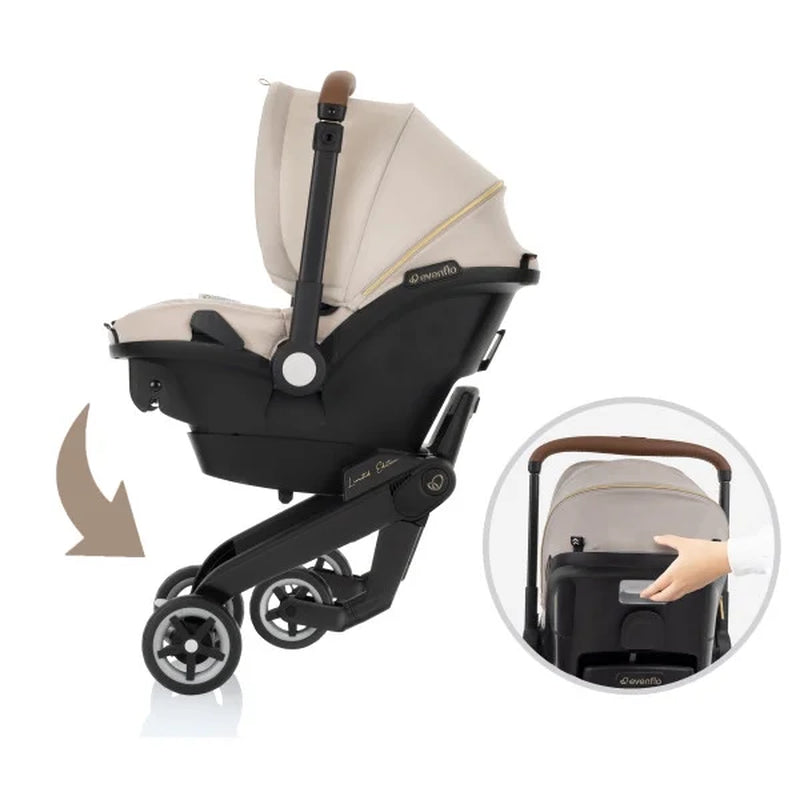 Shyft Dualride Infant Car Seat Stroller Combo with Green & Gentle Fabric (Champagne)